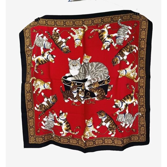 Womens L Scarf Head Wrap Purse Accessory Crazy Cat Lady Classy Year of the Cat - Picture 1 of 6